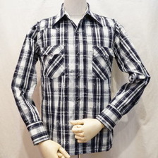 SAMURAI JEANS SWI13-L インディゴジャガードチェックウエスタンシャツ長袖13-L画像