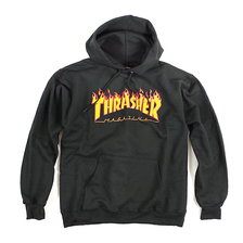 THRASHER フードスウェット プルオーバー FLAME LOGO画像