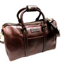 CORONADO LEATHER CXL DUFFLE RUSSET BAG w/STRAP BROWN画像