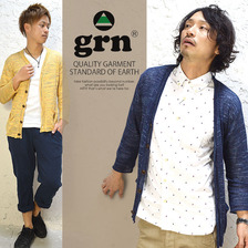 grn メランジ リネン 7分袖カーディガン GRN113025W画像