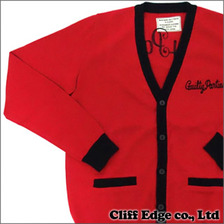 WACKOMARIA COTTON KNIT CARDIGAN REDxBLACK画像