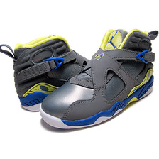 NIKE GIRLS JORDAN 8 RETRO PS c.gry/v.frc-e.yellow 580529-037画像