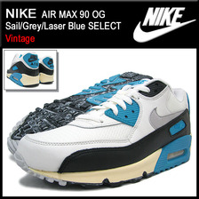 NIKE AIR MAX 90 OG Sail/Grey/Laser Blue SELECT 543361-104画像