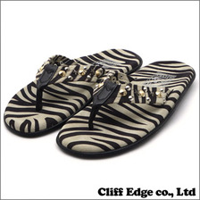 BARNEYS NEWYORK x ISLAND SLIPPER ゼブラ柄スタッズサンダル ZEBRA画像