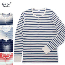 GICIPI SERAFINO ボーダー サーマルヘンリーネック画像