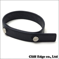 Balenciaga スタッズ ナロー レザーブレスレット NAVY画像