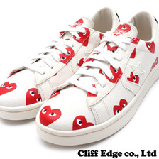 PLAY COMME des GARCONS x CONVERSE Heart Print Pro Leather Low WHITE画像