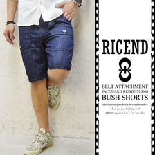 RICEND ベルト付き ジャガード柄 切替 ブッシュショーツ 632-3188画像