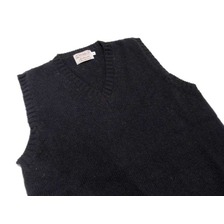 INVERALLAN V-NECK SHETLAND SLIPOVER made in scotland/new navy画像