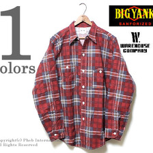 WAREHOUSE &times;BIG YANK PRINT FLANNEL 40S CIGARETTE POCKET WORK SHIRTS画像
