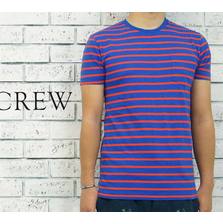 J.CREW BROKEN-IN 胸ポケット付き ボーダー Tシャツ BLUE/ORANGE画像