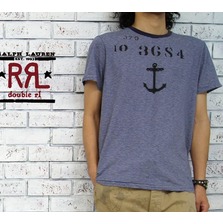 RRL アンカープリント ボーダー Tシャツ NAVY画像