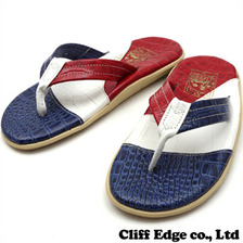 ISLAND SLIPPER 国旗柄 型押しサンダル BLUExWHITExRED画像