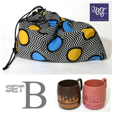 DINEX x MONRO MUG SET B CHOCO & MAUVE (Dot n roses)画像