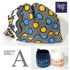 DINEX x MONRO MUG SET A NAVY & OFF WHITE (Dot n roses)画像