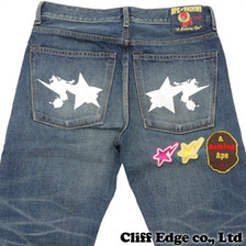 A BATHING APE 2008 TYPE-05 STA PAINT DENIM PANTS WASH INDIGO 1080-150-008画像