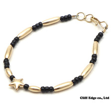 BINGO BROTHERS ビーズxゴールドパイプ スターブレスレット BLACK画像