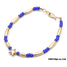 BINGO BROTHERS ビーズxゴールドパイプ スターブレスレット BLUE画像