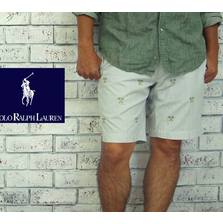 POLO RALPH LAUREN マルチ テニス ラケット刺繍 ストライプ ショーツ BLUE/WHITE画像