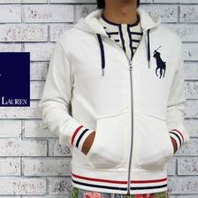 POLO RALPH LAUREN ビックポニー ジップアップ スウェット パーカー WHITE画像