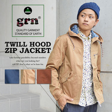 grn 高密度ツイルフードジップジャケット GRN213008A画像