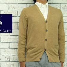 POLO RALPH LAUREN コットン&times;カシミア 鹿の子 ニット カーディガン BEIGE画像
