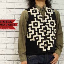 CENTINELA  オリジナル デザイン チマヨ ウール ラグ ベスト BALCK/WHITE画像