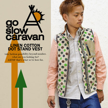 go slow caravan リネン/コットン ドット スタンドベスト 370203画像
