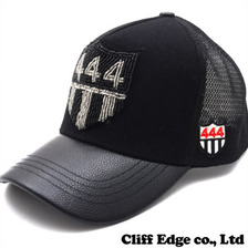 YOSHINORI KOTAKE DESIGN 444ロゴ レザーメッシュキャップ BLACK画像