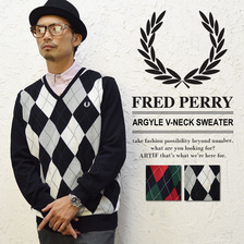 FRED PERRY  Vネックセーター Argyle V-Neck Sweater K1327画像