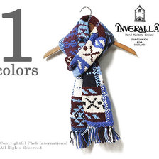 INVERALLAN 25L PATCHWORK PATTERN HAND KNIT SCARF画像