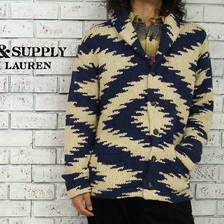 DENIM & SUPPLY Ralph Lauren ネイティブ柄 ショールカラー コットン&times;リネン ニット カーディガン画像