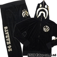 A BATHING APE x 24karats SHARK VELOUR JERSEY PARKA&PANTS 1070-115-926画像