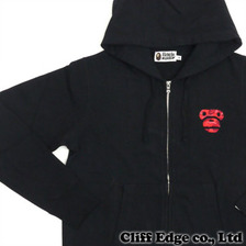 A BATHING APE MILO FACE ONE POINT ZIP HOODIE BLACK 2080-115-020画像