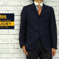 RUGBY Ralph Lauren イタリア製 ストライプ ウール テーラード ジャケット画像