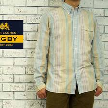 RUGBY Ralph Lauren マルチ カラー ストライプ マチ付き BD シャツ画像