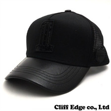 YOSHINORI KOTAKE DESIGN x ESTNATION LUXURY 1ロゴレザーメッシュキャップ BLACK画像