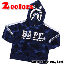 A BATHING APE BAPE KIDS COLORCAMO SHARK ZIP HOODIE 1060-315-604画像