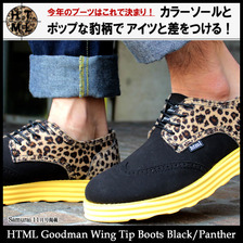 html Goodman Wing Tip Boots Black/Panther ACS147-BLKPAN画像