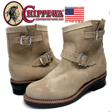 CHIPPEWA 7INCH PLAIN TOE ENGINEER BOOT made in U.S.A. sand suede 1901M13画像
