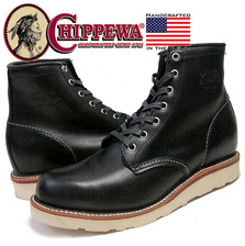 CHIPPEWA 6INCH PLAIN TOE BOOT made in U.S.A. black whirlwind 1901M15画像