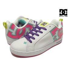 DC SHOES WOMEN'S COURT GRAFFIK WHITE/CRAZY PINK/CITRUS(WZC) 300678 WZC画像