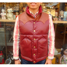 RAINBOW COUNTRY LEATHER DOWN VEST COWHIDE&times;HORSEHIDE WINE RCL-10037HC画像