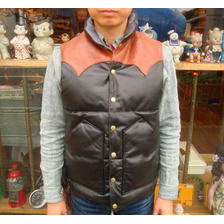 RAINBOW COUNTRY LEATHER DOWN VEST COWHIDE&times;HORSEHIDE BLACK RCL-10037HC画像