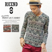 RICEND 総柄 ペイズリープリント Vネックカットソー 636-7135画像