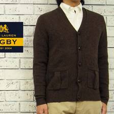 RUGBY Ralph Lauren エルボーパッチ ウール ニット カーディガン画像