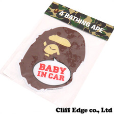 A BATHING APE BAPE KIDS APE HEAD BABY IN CAR STICKER BROWN 1A30-110-031画像