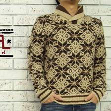 RRL ショールカラー 雪柄 ハンドニット セーター画像
