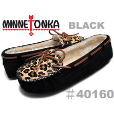 MINNETONKA Leopard Cally Slipper black 40160画像