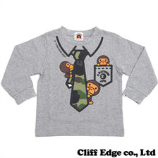 A BATHING APE BAPE KIDS MILO FAKE NECK TIE L/S TEE GRAY 2A30-311-605画像